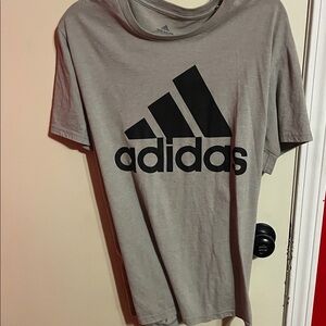 Adidas Heather Gray Tee with Black Emblem
